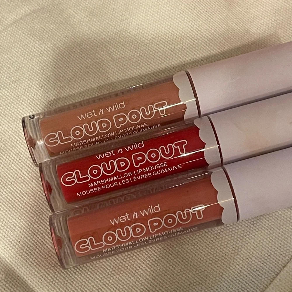 Wet n Wild Cloud Pout Marshmallow Lip Mousse Color Lipstick Bundle Lot of 3